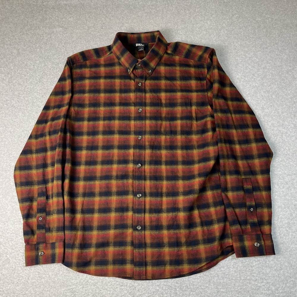 Eddie Bauer Shirt Mens Large Red Field Flannel Plaid Cotton Button Pinecone NWT